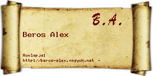 Beros Alex névjegykártya